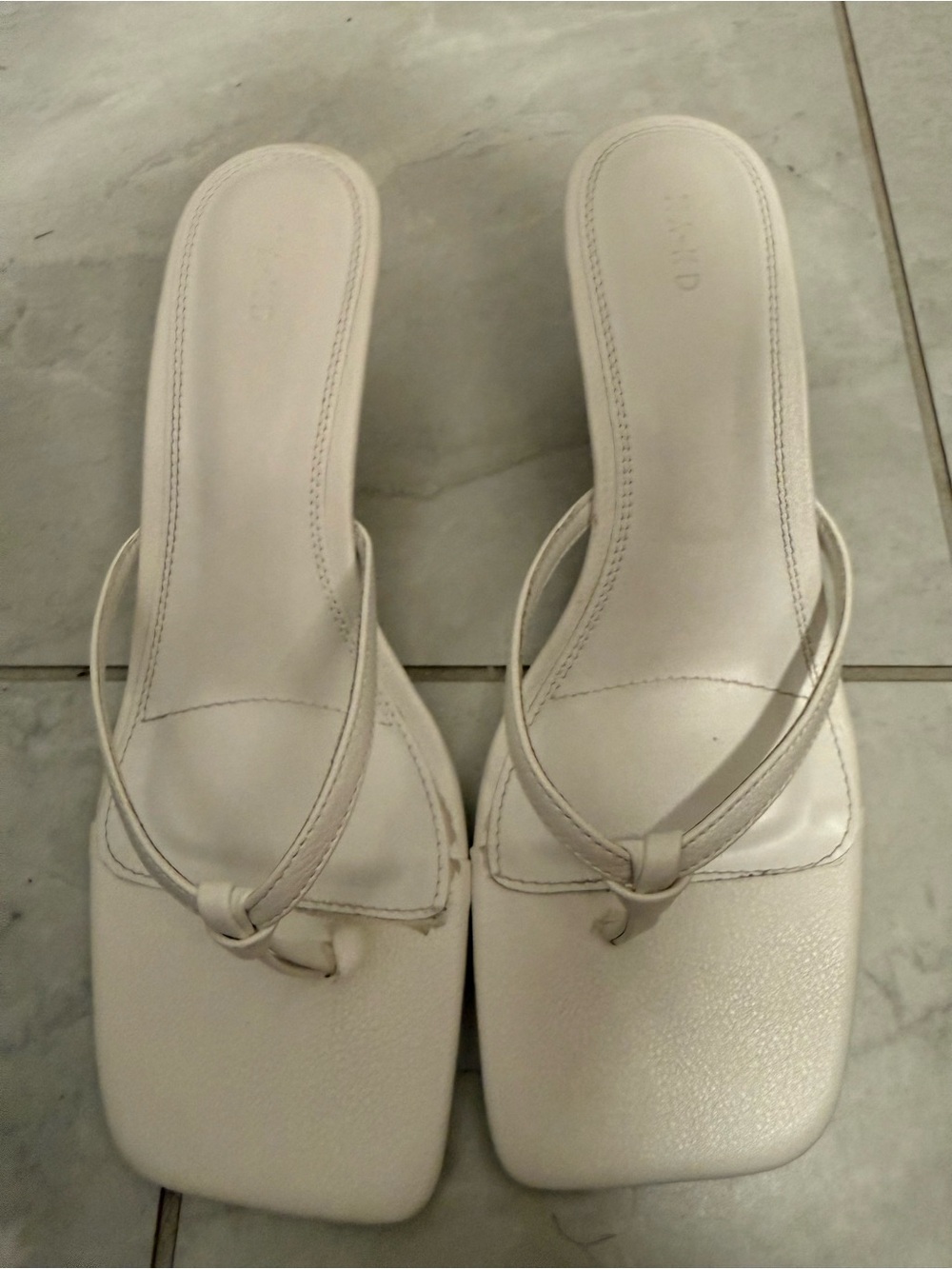 NAKD Fashion White Women's Square-Toe Thong Sandals